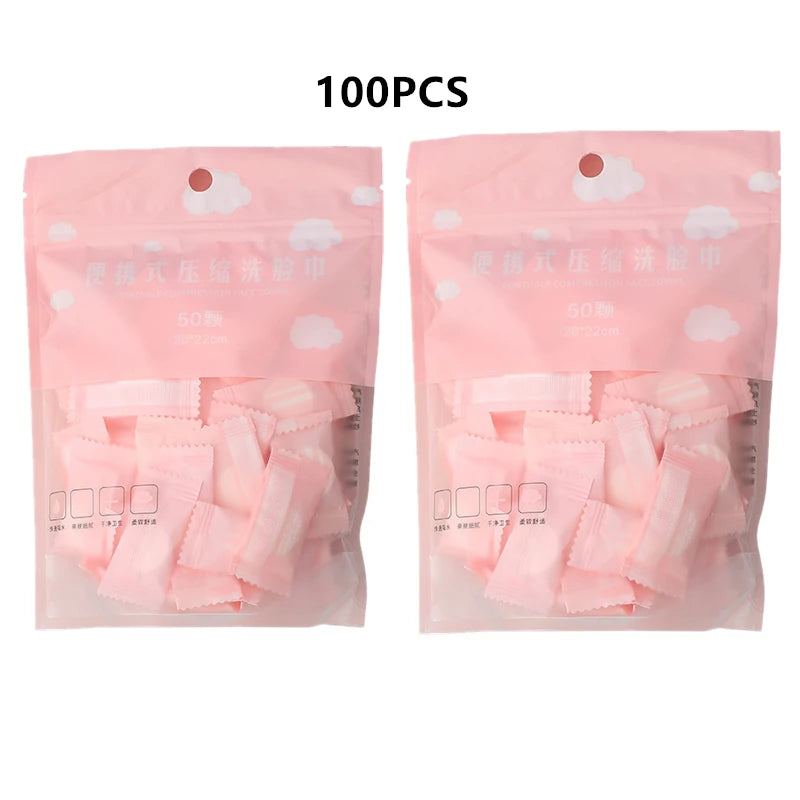 20/50PCS Mini Compressed Towel Disposable Capsules Towels Magic Face Care Tablet Outdoor Travel Cloth Wipes Paper Tissue Qme 100PCS