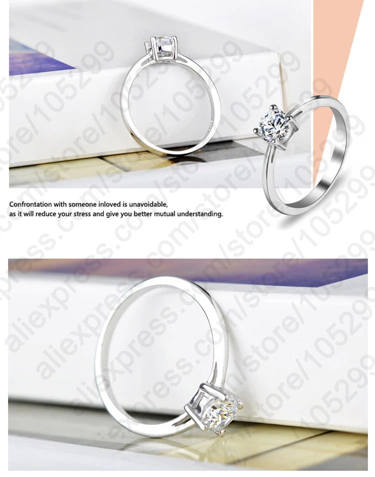 Big Sale Simple Design 925 Silver Color Women Rings Classic Wedding Engagement Accessories with Clear Cubic Zircon Stone Qme