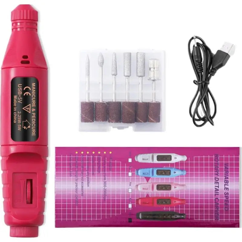 Nail Drill Electric File Acrylic Nails Remove Gel Rechargeable Qme A