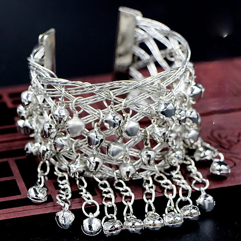Classic Ethnic Style Miao Open Bell Bracelet Dance Performance Clothing Arm Ring Accessories Jewelry Qme