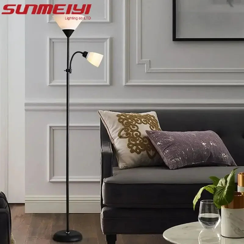 Nordic Minimalist and Fashionable Floor Lamp E27 Living Room Bedroom Study Bedside Modern Multifunctional LED Vertical Lamp Qme
