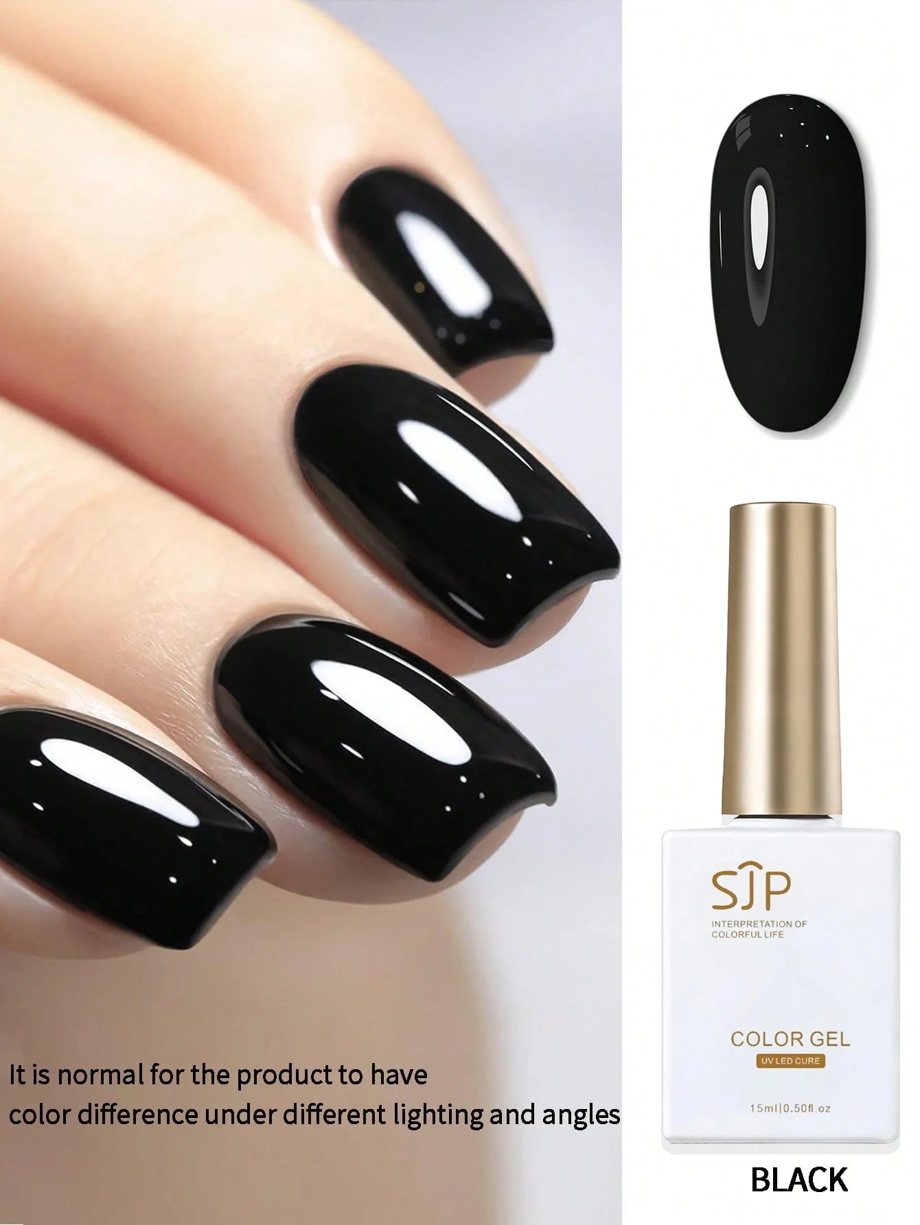 Gel Nail Polish Purple Pink Glitter Semi Permanent Soak Off UV LED Qme black