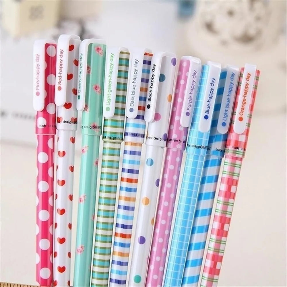 10 Pcs/Set Color Pen Flower Animal Starry Star Sweet Flora Colored Gel Pen 0.38mm Cute Pens for School Stationary Qme