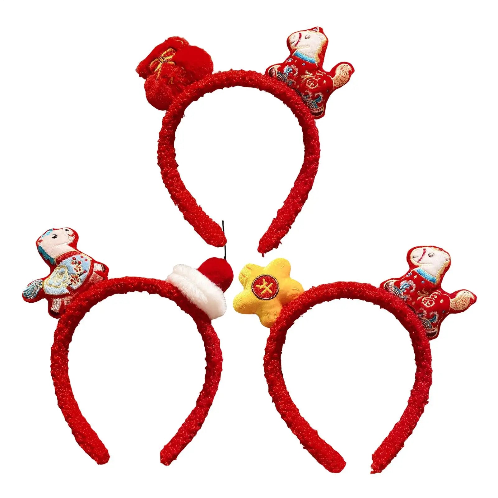 Funny Cartoon Horse Headband New Year Headband Plush Pony Mascot Hair Hoop Plush Fortune Hairband Spring Festival Headband Qme
