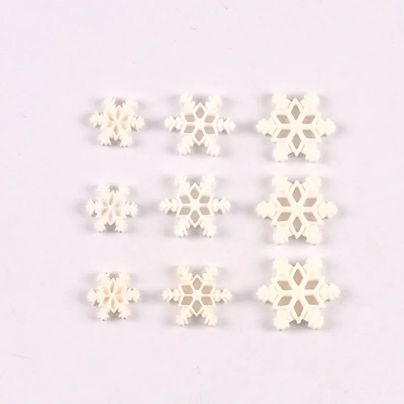 30pcs/lot 18/23/27mm Christmas White Snowflake Resin Flatback Embellishments DIY Supplies Handmade Crafts Party Home Decor c4123 Qme