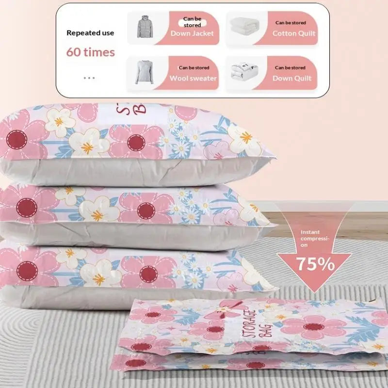 Sealer Clothes Travel Packing Organizer Vacuum Storage Bag Space Qme