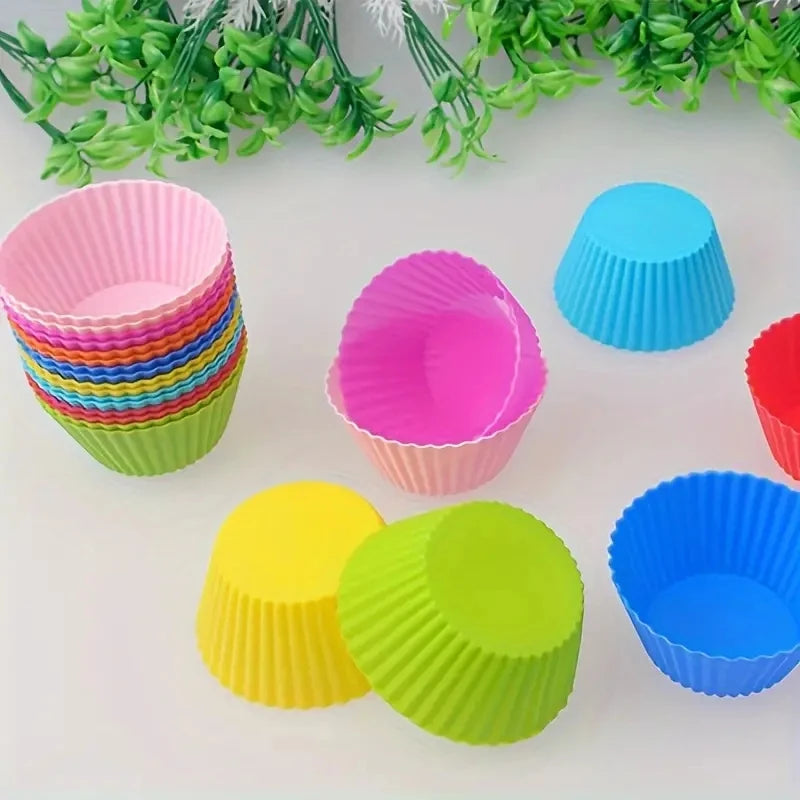 Silicone Cake Mold Round Heart Shape Muffin Cupcake Baking Molds Home Kitchen Bakeware Baking Cups BPA Free Kitchen Gadgets ﻿ Qme