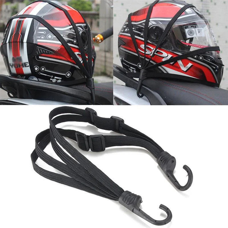 Universal Motorcycle Luggage Strap Moto Helmet Gears Fixed Elastic Qme black