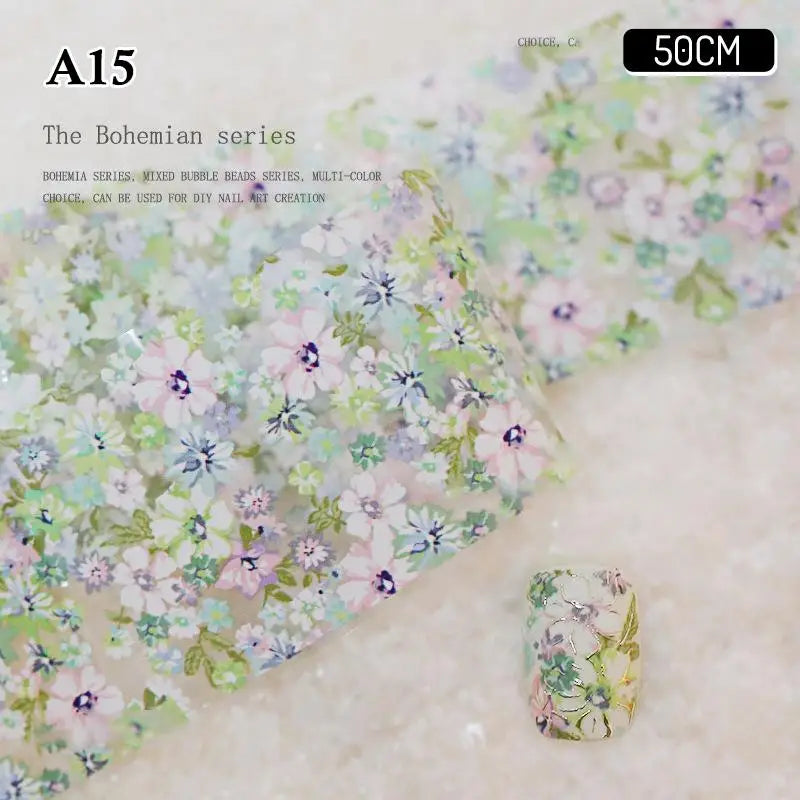 4 Rose Flower Nail Transfer Foils Paper DIY Art Sliders Salon Use Qme A15