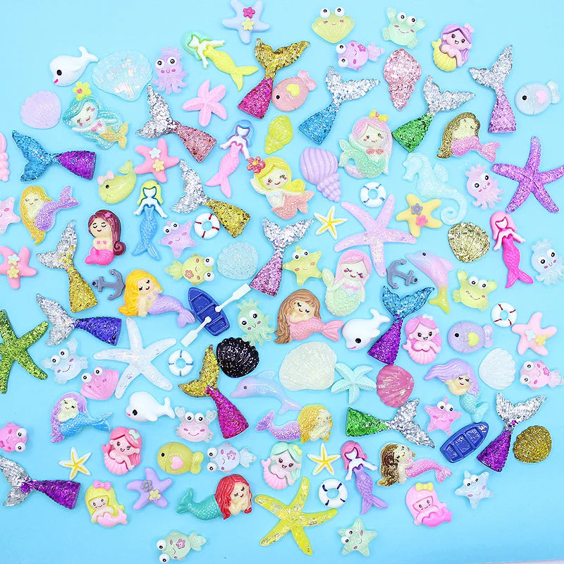 100Pcs Candy Material Kit Resin Flat Cabochons Embellishment Nail Art Phone Case DIY Hairpin Accessories Scrapbook Craft Decor Qme
