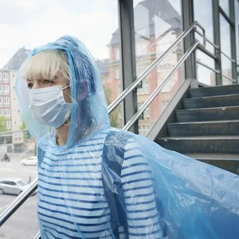 Portable Mini Raincoat Disposable Rain Coat Thicken Rain Ponchos Emergency Waterproof Rainwear Cape Keyring Ball Qme