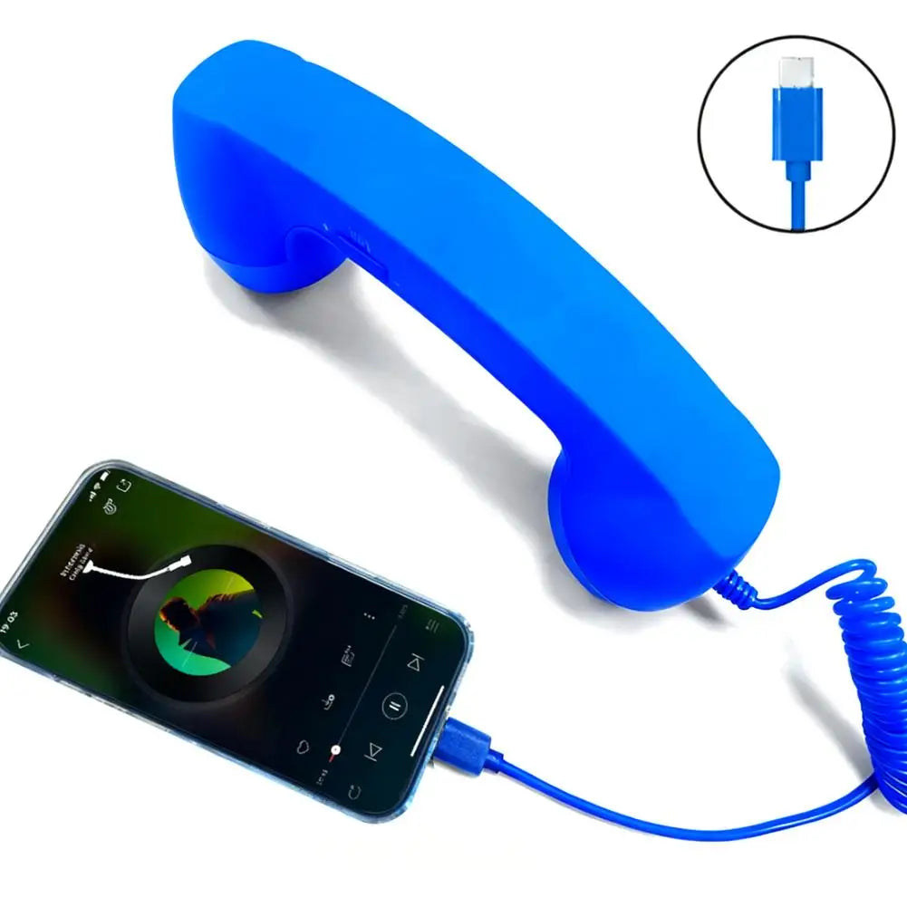 Retro Telephone Receiver Type-C 3.5mm Microphone Handset Directly Plug Into Mobile Phone Handset For Mobile Phones Qme G