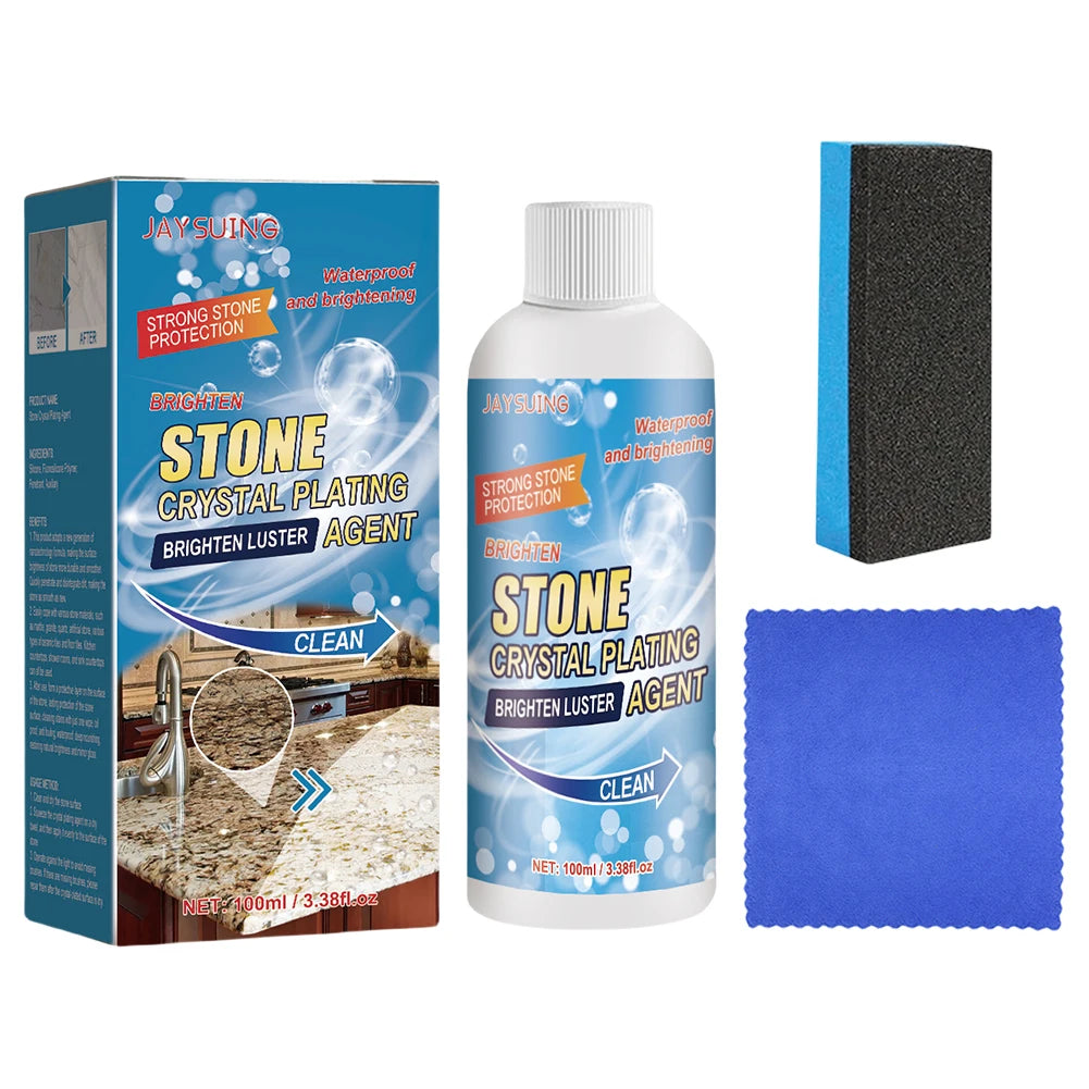 Stone Crystal Plating Brighten Luster Agent with Sponge and Towel Marble Crystal Plating Agent Nano Stone Crystal Plating Liquid Qme WHITE