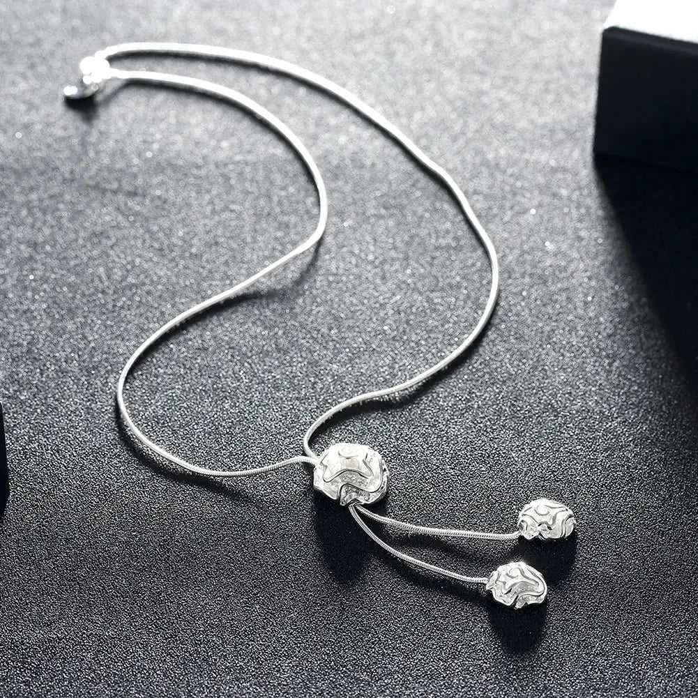 Beautiful Rose Flower Necklace 925 Sterling Silver for Women Charms Jewelry Fashion Party Wedding Christmas Gifts Qme