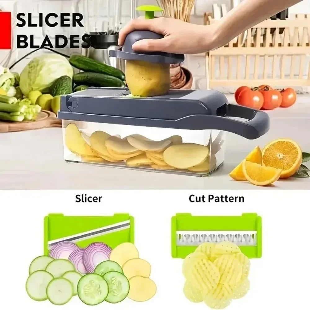 Multifunctional Vegetable Chopper Handle Food Grate Slicer Dicer Cut Qme