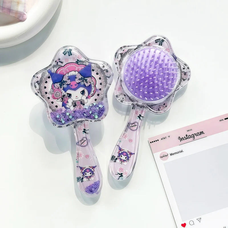 Hello Kitty Transparent Five-Pointed Star Loose Hair Comb Cartoon Cat Air-Cushion Comb Mini Portable Hair Comb Qme