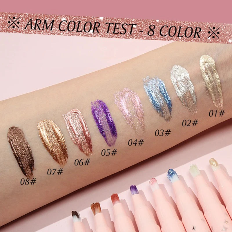 With Bristles Glitter Liquid Eyeshadow Cream Shimmer Bronzers Highlighter Makeup Gel Face Body Brighten Natural Contour Makeup Qme