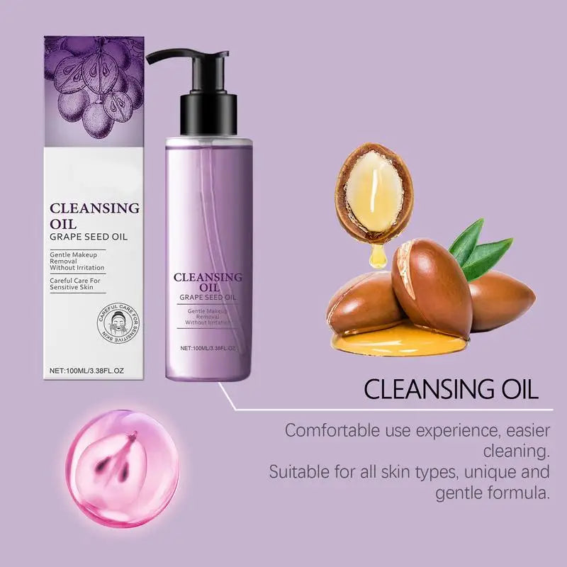 Facial Cleansing Oil Non-greasy Cleanser Moisturizing Grape Makeup Qme