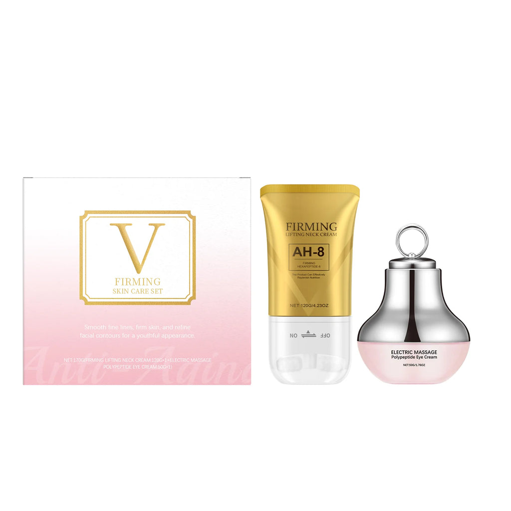AH-8 Firming Neck Cream Moisturizer Anti Aging Smoothing Wrinkles Electric Massage Polypeptide Eye Cream Eye & Neck Skincare Set Qme Skin Care Set