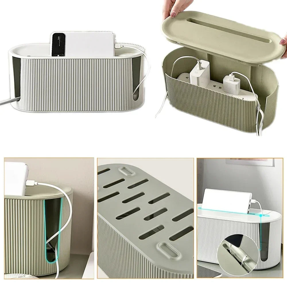 2024 Nordic Plug Board Storage Box Cable Wire Organizer Case Socket Wireless WiFi Router Bracelet Desktop Data Line Holder Shelf Qme