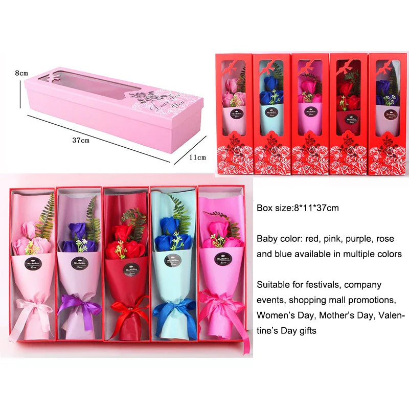 Multi-Use Artificial Soap Flower Bouquet With Gift Box Luxury Soap Florals Simulation Rose Bouquet Wife Girlfriend Gift Qme