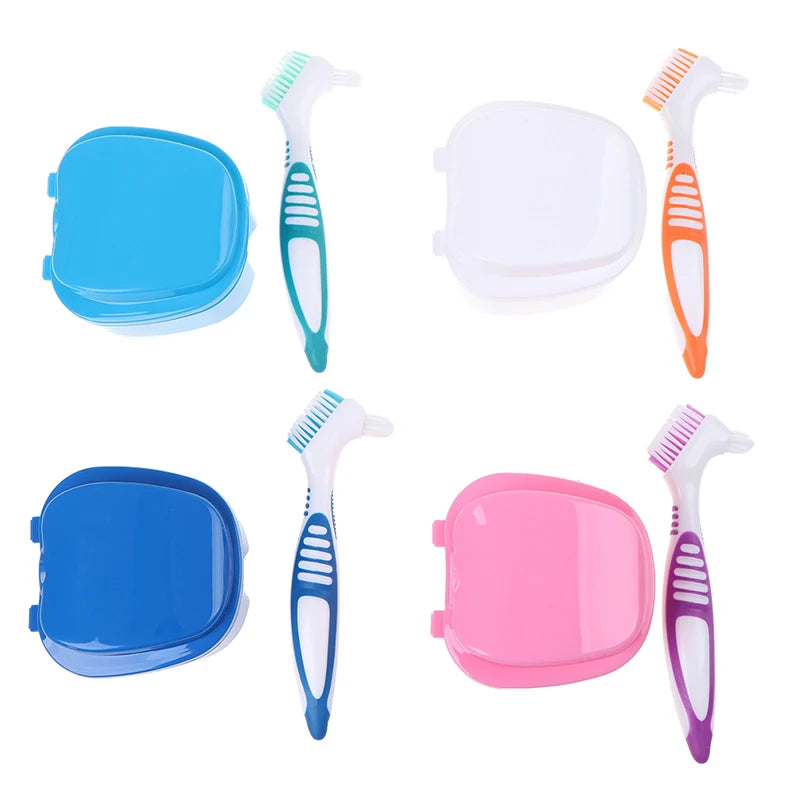 Denture Bath Storage Box Dental False Teeth Organizer Hanging Net Qme