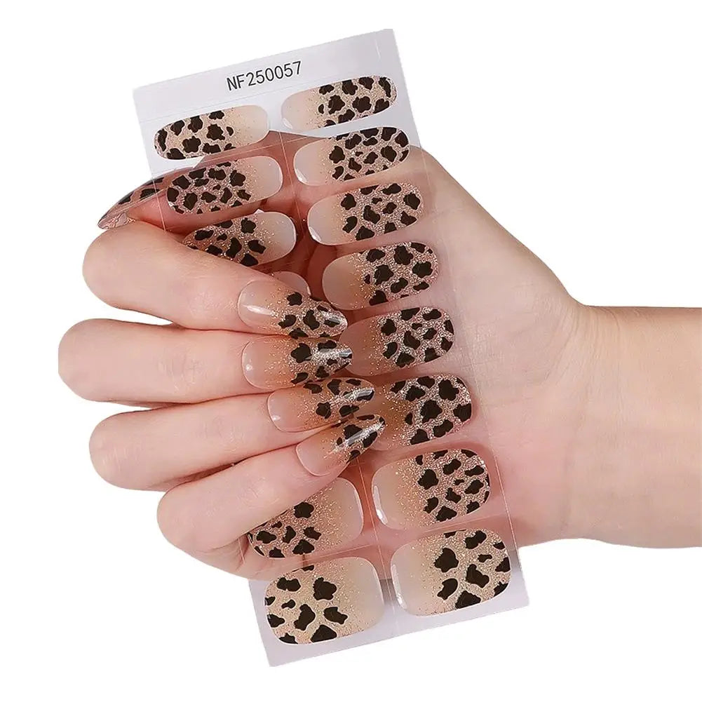 Nail Stickers Woman Strips Cheetah Print Gel Wraps Long Lasting Full Qme C