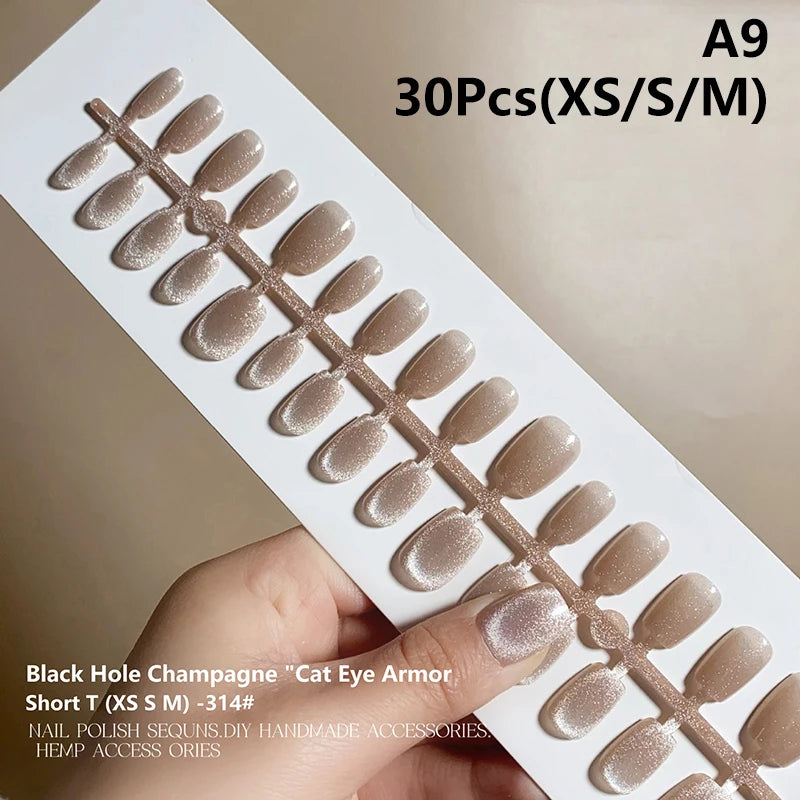 Cat Magnetic Press Nail Pretty Fake Nails Detachable Full Tips Qme A9