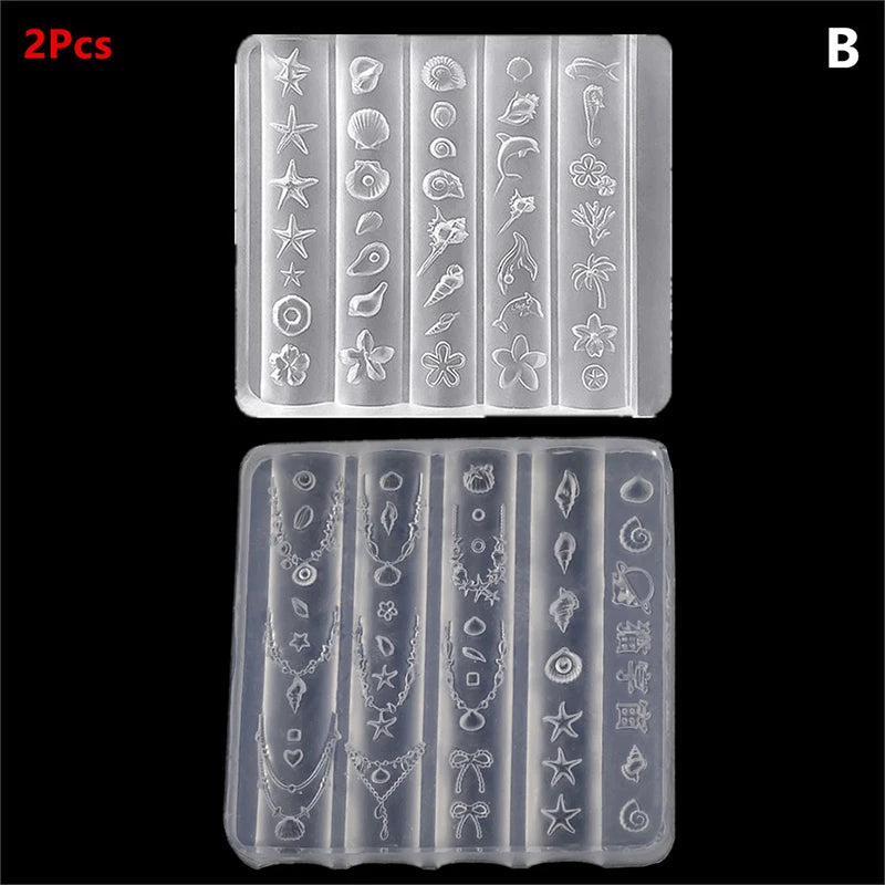 Ocean Series Animal Silicone Mold Sea Shell Conch Nail Stamplates Qme B