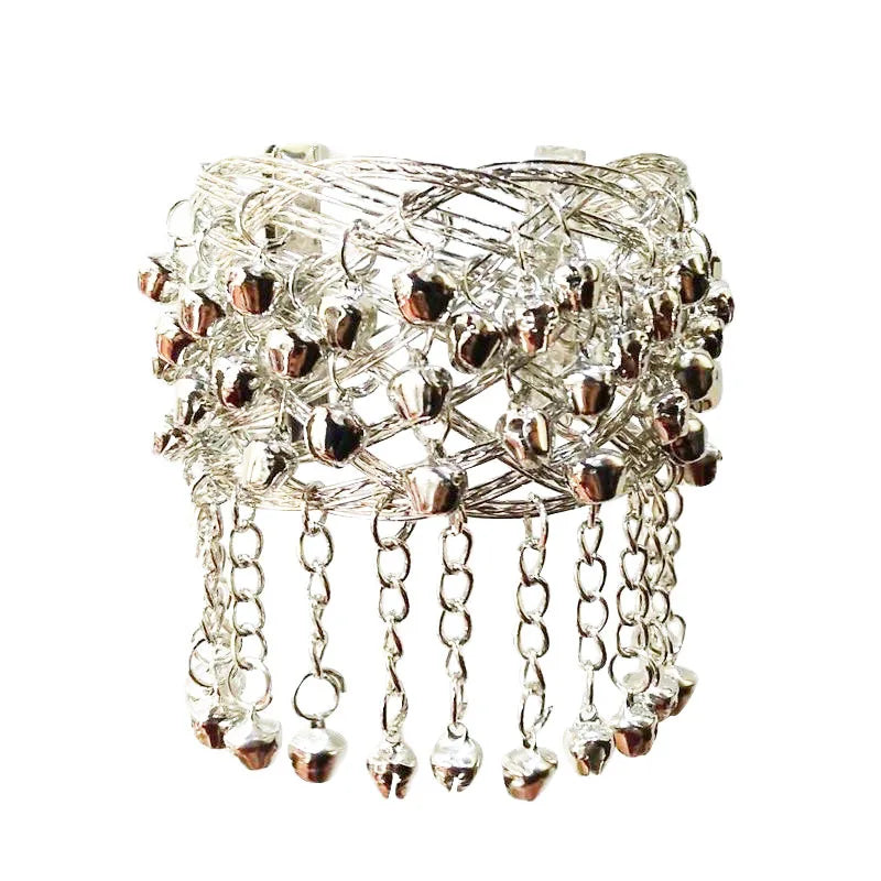 Classic Ethnic Style Miao Open Bell Bracelet Dance Performance Clothing Arm Ring Accessories Jewelry Qme