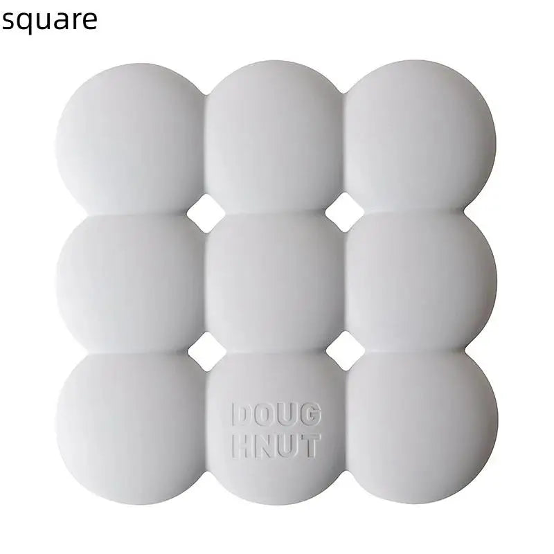 Multipurpose Pot Mat Heat Resistant Coaster Donuts Shape Silicone Qme square Blue