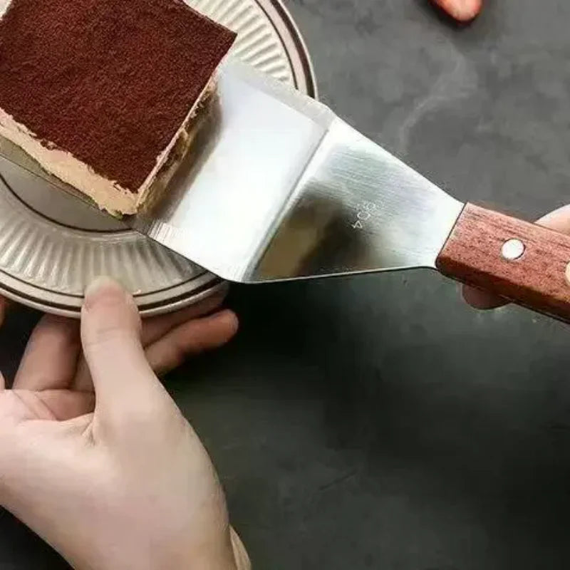 Stainless Steel Cake Spatula With Wooden Handle Cheese Shove Pizza Shovel Spatula For Cake Pizaa Baking Spatula Baking Tools Qme