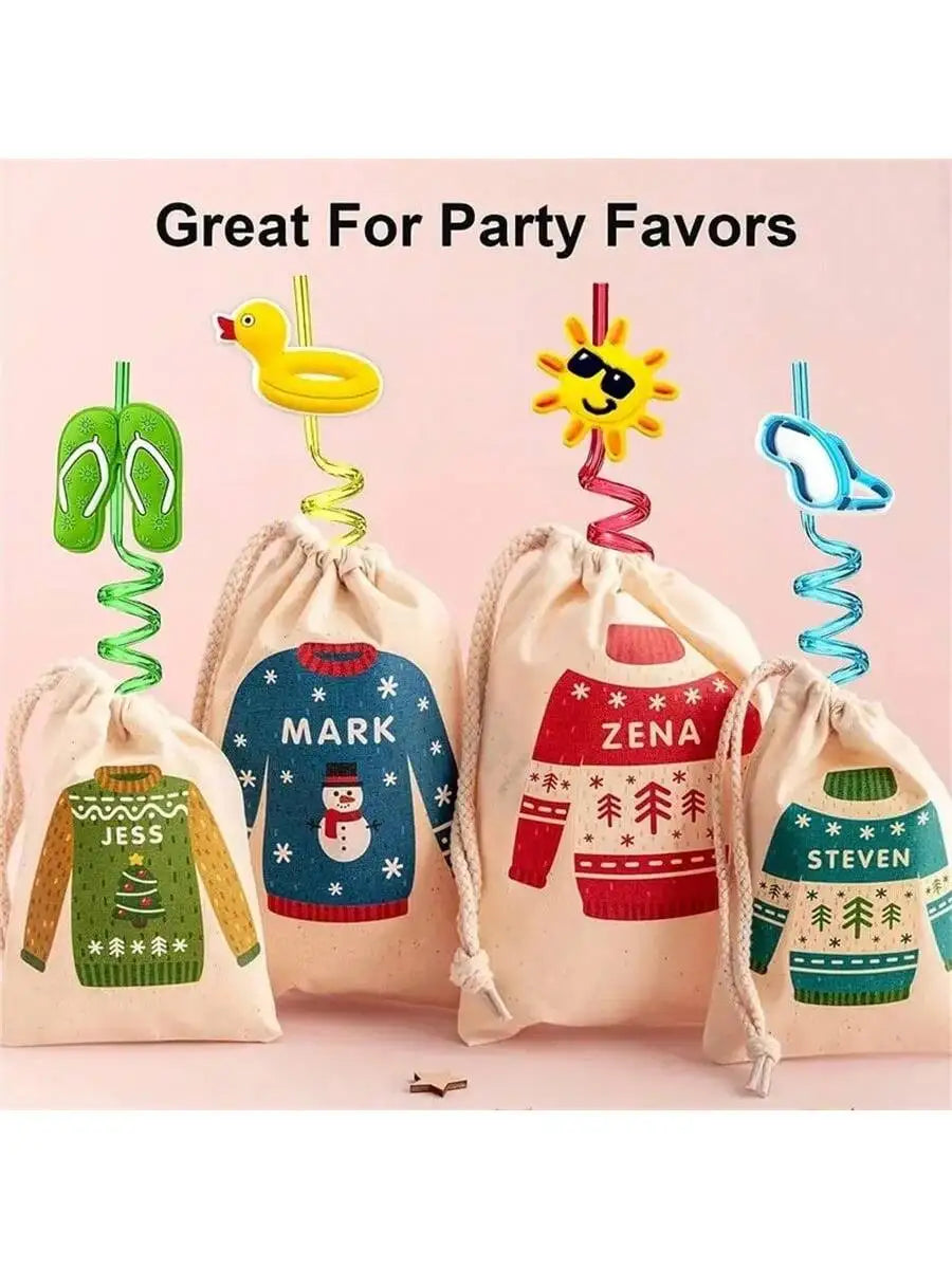 8 Colored Reusable Cartoon Straws Durable Plastic Milk Water Qme