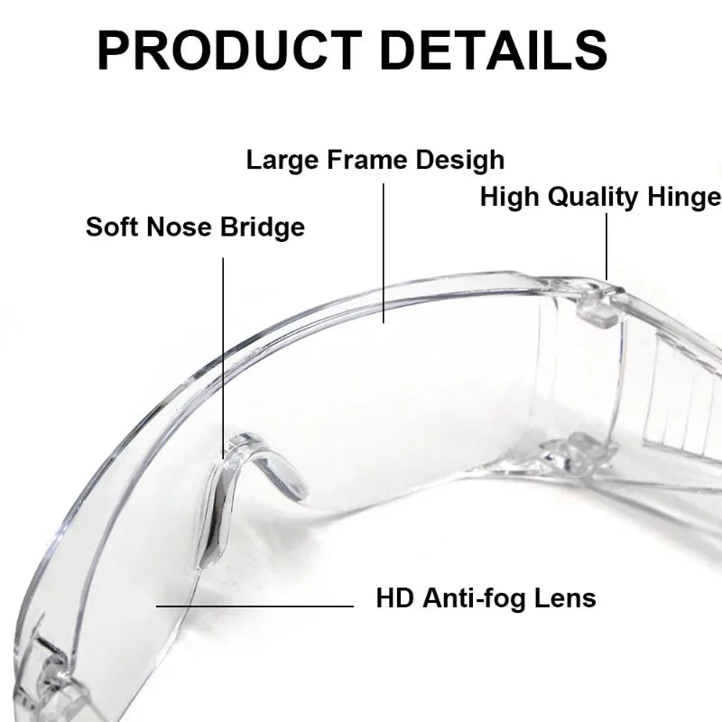 4pcs Safety Goggles Anti-Fog Anti-Splash Impact Resistant Lab Work Protective Eyewear UV Protection Windproof Qme Gray