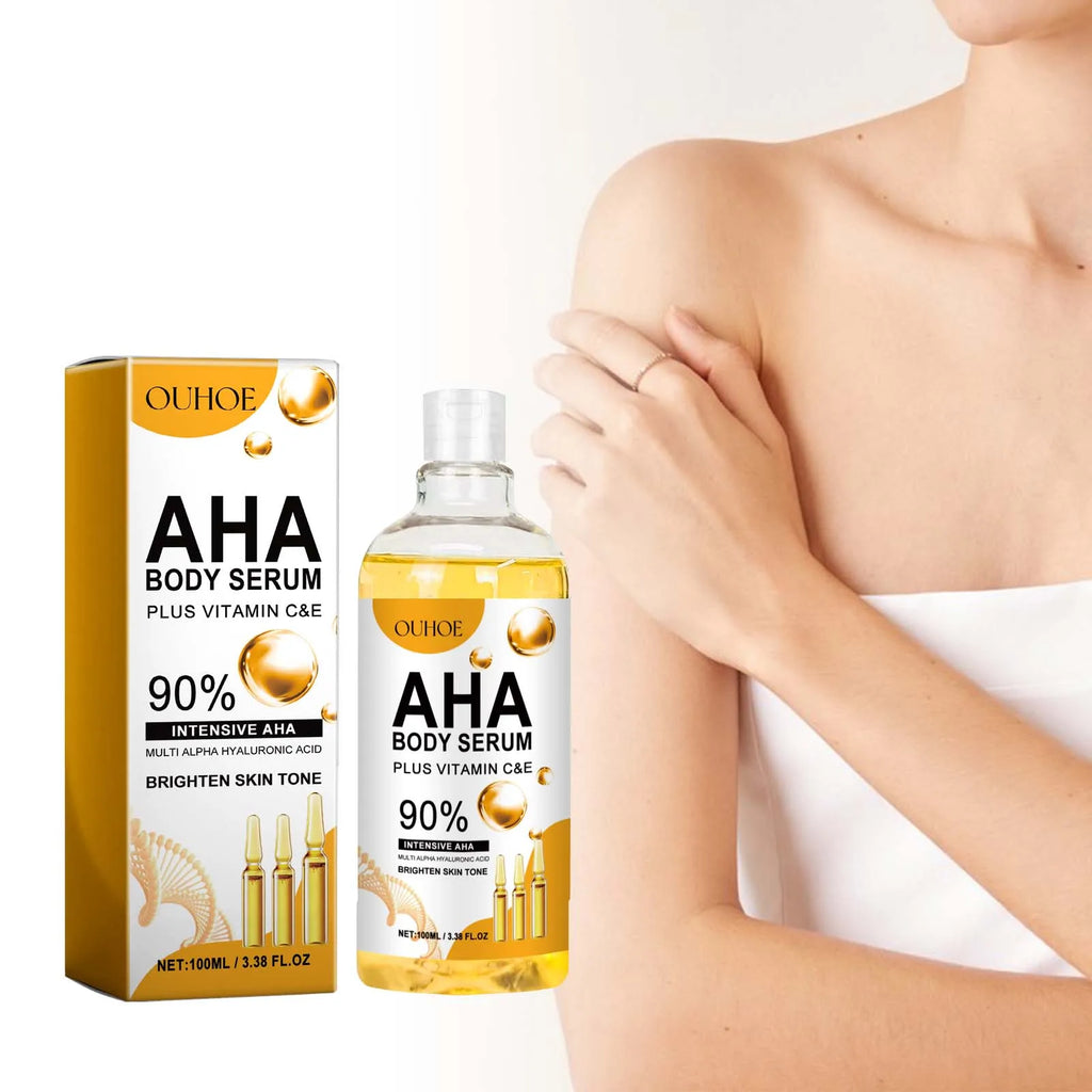 AHA Body Serum Moisturizing Brightening Spots Eraser Corrector Shrink Pore Repair Lighten Body Face Skin Hydrating Face Serum Qme