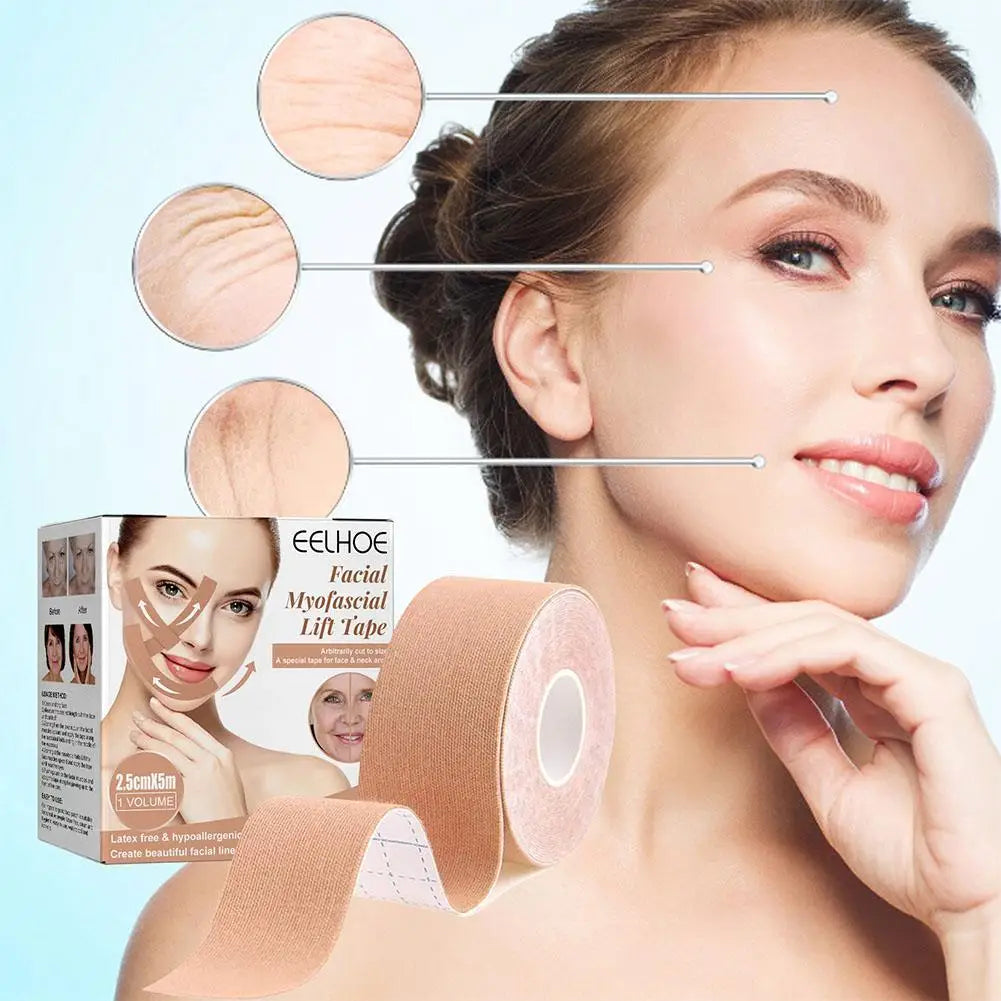 2 Rolls Facial Myofascial Face Lift Tape Castor Oil Breathable Qme
