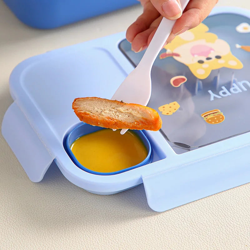 Cute Kids Lunch Box Microwave Insulated Bento Tableware Sauce Qme