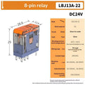 1Pcs AC220V DC 24V Universal Relay J13A Micro Voltage Plug-in Relay 5Pin 8Pin DC12V 12A Relay DIY Accessories Qme 8pin 1NO1NC DC24V