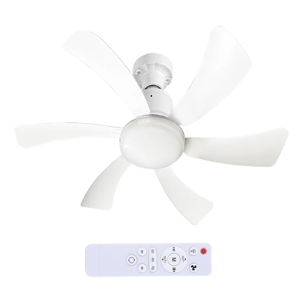 Modern Ceiling Fan with LED Light Remote Control Small Ceiling Fan with Lights Remote Control for Bedroom Kitchen Living Room Qme White B