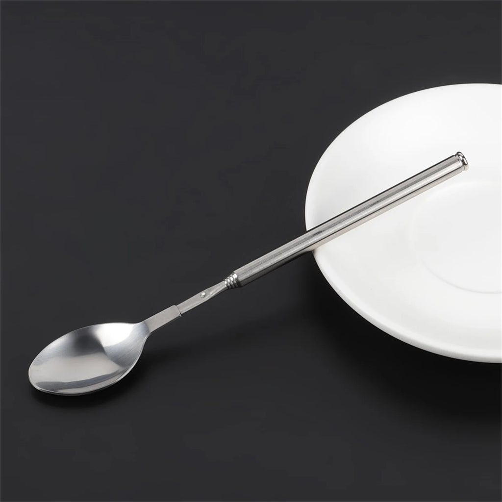 62cm Stainless Steel Telescopic Stirring Spoon Fork Set Extendable BBQ Tool Barbecue Utensils Cooking Camping Tableware Qme