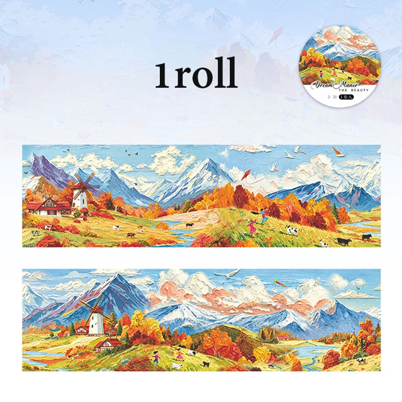 Wide European Town Scenery Washi Tape, Background Tape for Junk Journal Scene Making, Ideal Holiday & Birthday Gift Qme E