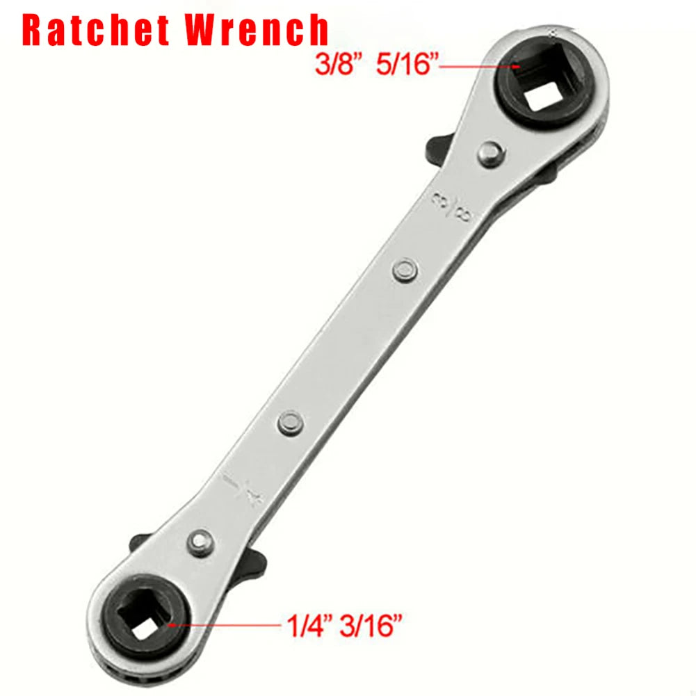Chrome Vanadium Ring Double Head Ratchet Wrench 1/4 3/8 3/16 5/16Inch Port Valve HVAC ToolRatchet Combination Spanner Set Qme