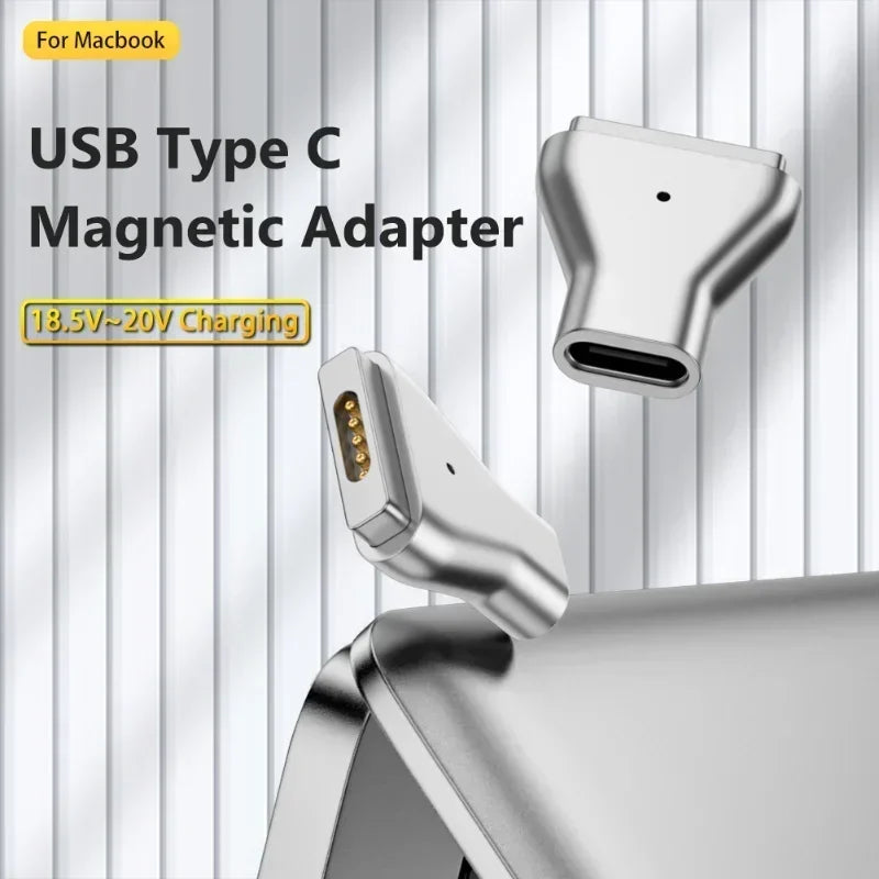 1pcs Type C Magnetic USB PD Adapter Connector, Type-C Female to Magsafe USB C Female Magnet Plug Converter for MacBook Qme