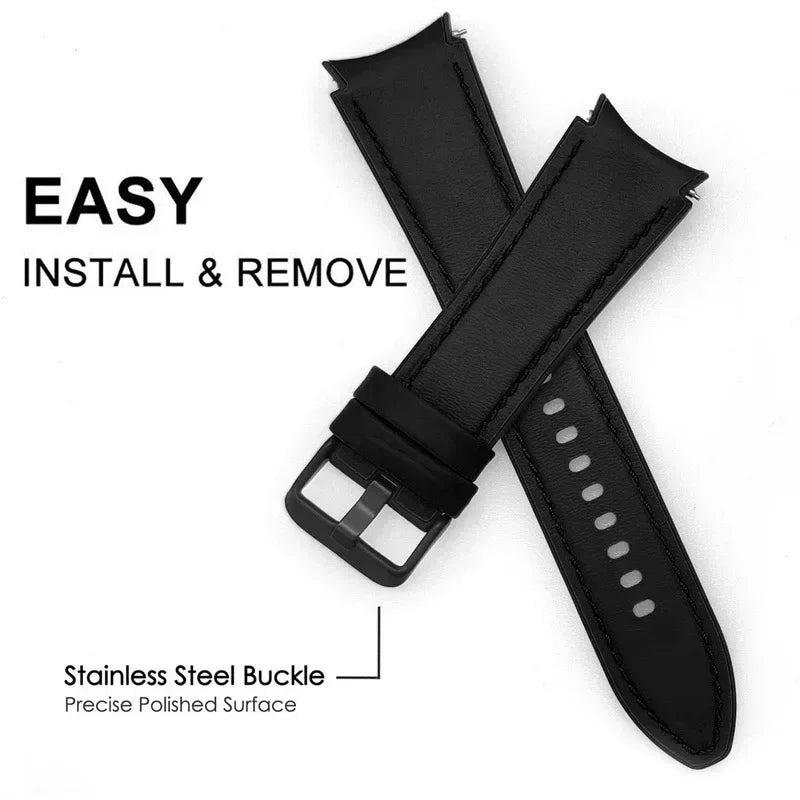 Silicone+Leather Strap For Samsung Galaxy Watch 7 6 4/5 Pro 40mm 44mm Band 6 4 Classic 47 43mm 46mm Replacement Correa Bracelet Qme