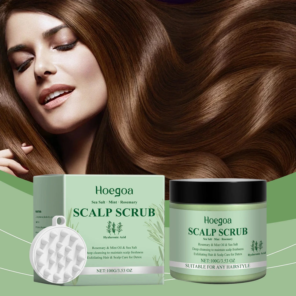Rosemary Scalp Scrub With Silicone Scalp Massager Deep Cleaning Control Sebum Secretion Relieve Itching Dandruff Removal Shampoo Qme