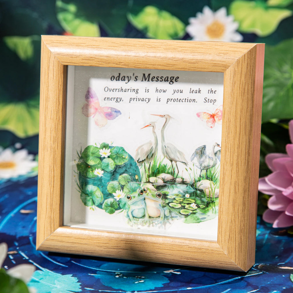 200cm/Roll Summer Lotus Pond PET Tape Cute Literary INS Style Journal Handbook Tapes Creative DIY Scrapbook Collage Stationery Qme