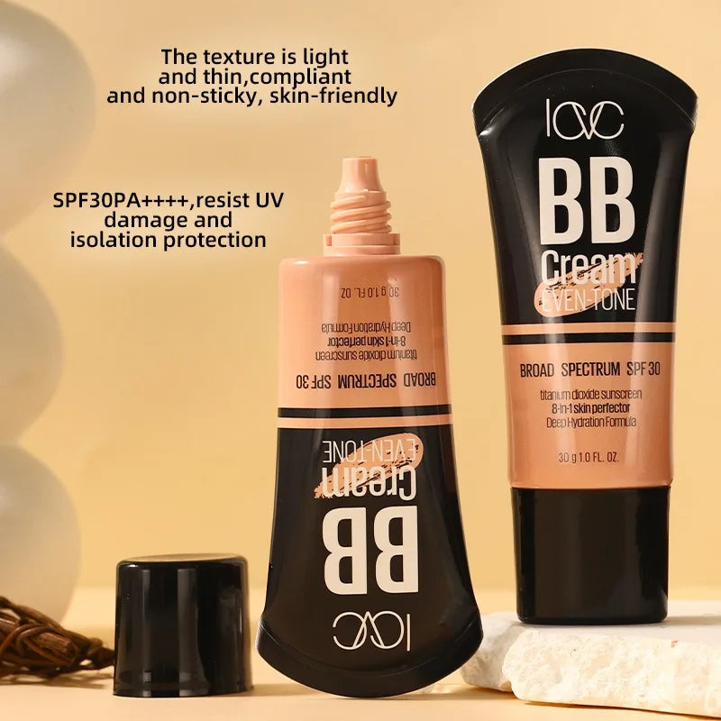SPF30 Moisture Sunscreen BB Cream Liquid Face Base Foundation Qme