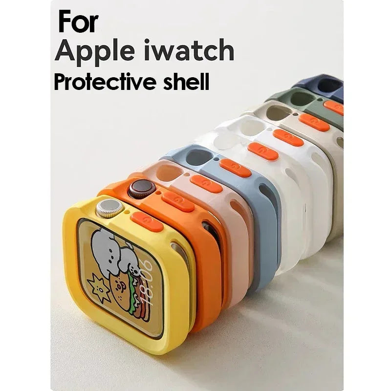 2024 New Bumper Soft Silicone Case For Apple Watch 9 8 7 6 SE 5 Sport Anti-drop Matte Cover For iwatch 49mm 41mm 40mm 44mm 45 mm Qme