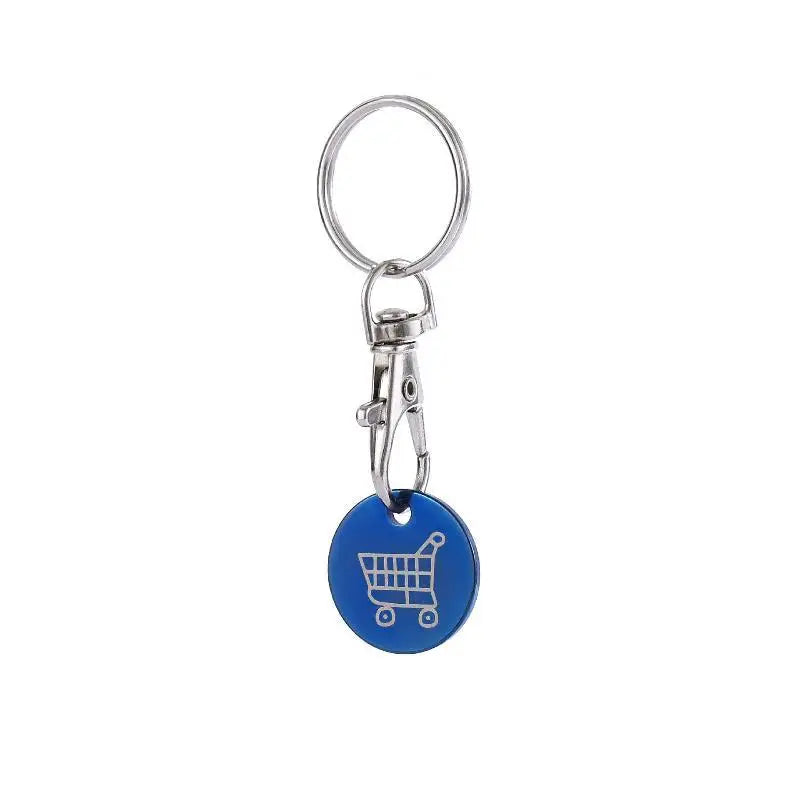 1 PCS Supermarket Token Keychain, Stainless Steel Mini Shopping Cart, Portable Stylish Pendant Qme Blue