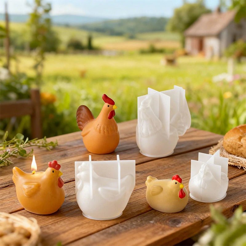 3D Chicken Candle Silicone Mold Cute Chicken Crafts Plaster Resin Cement Mould DIY Animal Soap Making Tool For Easter Home Decor Qme